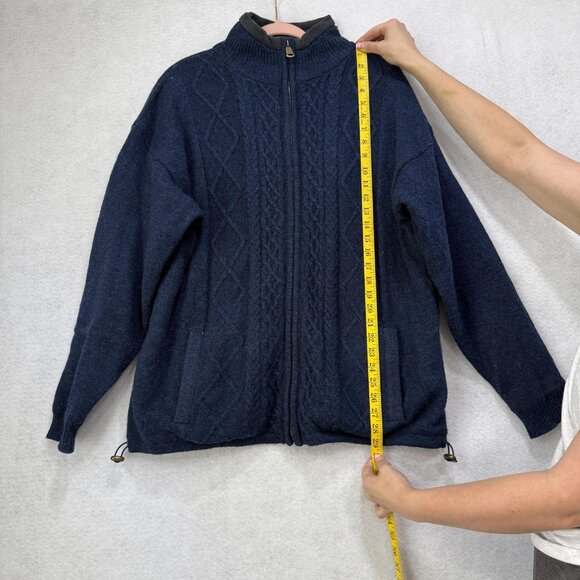 Aran Woollen Hills Sweater Mens Large Full Zip Fleece Lined Wool Jacket - Picture 2 of 11